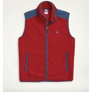 $148 Brooks Brothers Jacket Vest Mens Red Teddy Fleece Full-Zip Casual Size XL